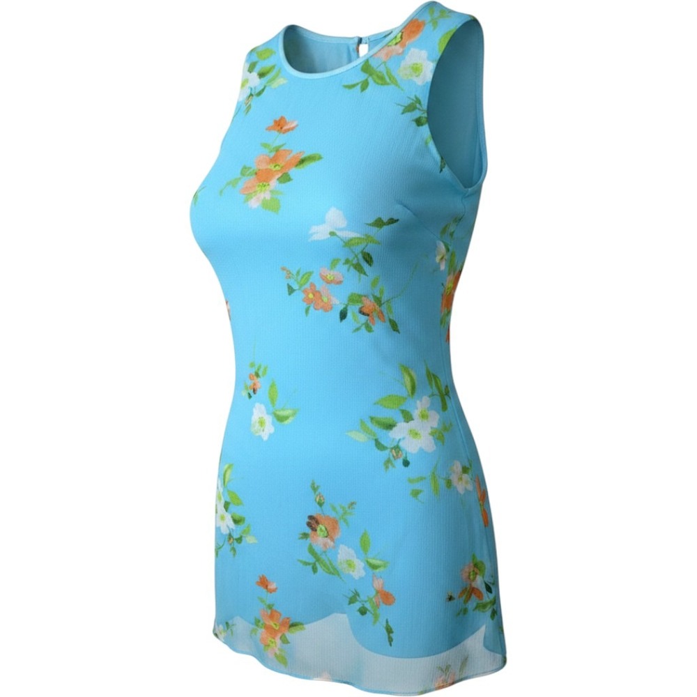 Calvin Klein Women Dress Blue 8 Floral Sleeveless Chiffon Keyhole Back Shift